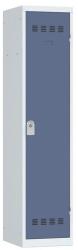 Vinco hegesztett öltözőszekrény válaszfallal, 1 rekeszes, 400 mm, hengerzárral, szürke/kék