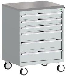 bott Cubio mobil komód, 109 x 80 x 65 cm, 6 fiókos, linóleum, szürke-kék