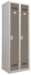 Vinco hegesztett öltözőszekrény, 2 rekeszes, 300 mm, forgóretesszel, szürke/barna