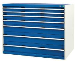 bott Műhely fiókos szekrény Bott Cubio, 100 x 130 x 75 cm, 7 fiókos, szürke-kék