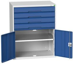 bott Műhely fiókos szekrény Bott Verso, 100 x 80 x 55 cm, 4 fiók, 1 szekrény, szürke-kék