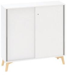 Alfa Office Alacsony szekrény Alfa Root tolóajtóval, 2 polc, 120 x 45 x 121, 5 cm, fehér