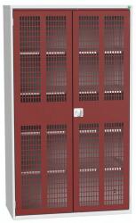 bott Műhelyszekrény polcokkal Bott Verso, drótajtó, 4 polc, 200 x 130 x 55 cm, szürke-piros