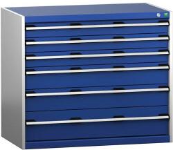 bott Műhely fiókos szekrény Bott Cubio 200, 90 x 105 x 65 cm, 6 fiókos, szürke-kék