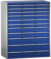 bott Műhely fiókos szekrény Bott Cubio 200, 160 x 130 x 75 cm, 11 fiókos, szürke-kék