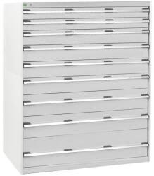 bott Műhely fiókos szekrény Bott Cubio, 160 x 130 x 75 cm, 9 fiókos, szürke-szürke