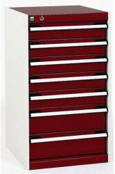 bott Műhely fiókos szekrény Bott Cubio, 90 x 52, 5 x 65 cm, 7 fiókos, szürke-piros