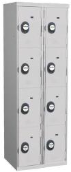 Acial hegesztett öltözőszekrény, 2 oszlopban 8 rekesszel, 300 mm, számkódos zárral, szürke/szürke