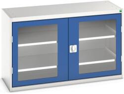bott Műhelyszekrény átlátszó ajtókkal Bott Verso, 80 x 130 x 55 cm, 2 polccal, szürke-kék