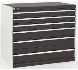 bott Műhely fiókos szekrény Bott Cubio, 90 x 105 x 75 cm, 6 fiókos, szürke-antracit
