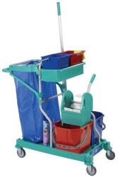 TTS Takarító kocsi karos csavaróval, térfogat 2 x 15 l + 2 x 6 l