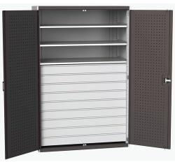 bott Fiókos műhelyszekrény Bott Cubio 160, 200 x 130 x 65 cm, 3 polc, 9 fiók, szürke-antracit