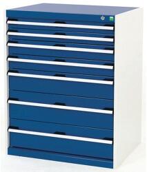 bott Műhely fiókos szekrény Bott Cubio, 100 x 80 x 52, 5 cm, 7 fiókos, szürke-kék