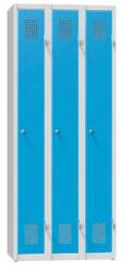 Polak Fém szekrény, 3 ajtós, lábazaton, 750 x 500 x 1850 mm, szürkéskék