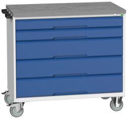 bott Verso mobil íróasztal fiókokkal, 98 x 105 x 60 cm, 5 fiókos, linóleum, szürke-kék