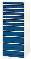 bott Műhely fiókos szekrény Bott Cubio, 160 x 65 x 65 cm, 11 fiókos, szürke-kék