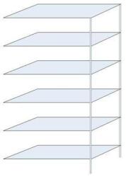 Schulte Design Taranis fém polcállvány, hozzáépíthető, 250 x 130 x 60 cm, 980 kg, 6 polccal, ezüst