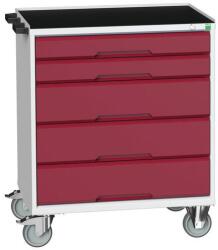 bott Verso mobil íróasztal fiókokkal, 96, 5 x 80 x 55 cm, 5 fiókos, matt, szürke-piros - manutan - 639 128 Ft
