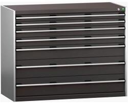 bott Műhely fiókos szekrény Bott Cubio 200, 100 x 130 x 65 cm, 7 fiókos, szürke-antracit
