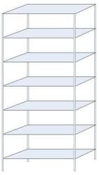 Schulte Design Taranis fém polcállvány, alapkivitel, 300 x 130 x 50 cm, 1 200 kg, 7 polccal, ezüst