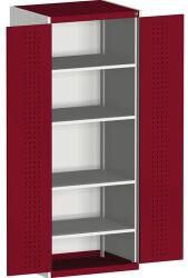 bott Műhelyszekrény Bott Cubio, 200 x 65 x 65 cm, perforált ajtó, szürke-piros