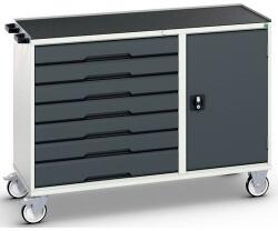 bott Karbantartó fiókos kocsi Bott Verso, 96, 5 x 130 x 55 cm, 7 fiók, szekrény, matrac, szürke-antracit