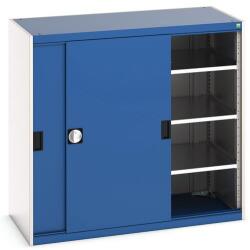 bott Műhelyszekrény tolóajtókkal, 120 x 130 x 65 cm, 3 polccal, szürke-kék