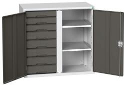 bott Fém tárolószekrény Bott Verso, 100 x 105 x 55 cm, 2 polc, 8 fiók, szürke-antracit - manutan - 868 274 Ft