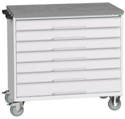 bott Verso mobil íróasztal fiókokkal, 98 x 105 x 60 cm, 7 fiókos, linóleum, szürke-szürke