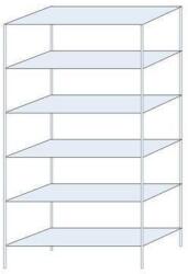 Schulte Design Ogmios fém polcállvány, alapkivitel, 250 x 130 x 50 cm, 1700 kg, 6 polc, 250 kg/polc, horganyzott