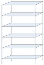 Schulte Design Taranis fém polcállvány, alapkivitel, 250 x 130 x 40 cm, 1 320 kg, 6 polccal, ezüst