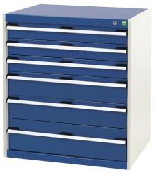 bott Műhely fiókos szekrény Bott Cubio, 90 x 80 x 75 cm, 6 fiókos, szürke-kék