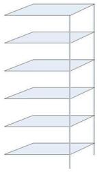 Schulte Design Ogmios fém polcállvány, hozzáépíthető, 250 x 100 x 50 cm, 1700 kg, 6 polc, 250 kg/polc, horganyzott