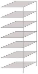 Schulte Design Hathor fém polcállvány, kétoldalú, hozzáépíthető, 230 x 75 x 60 cm, 1 100 kg, 7 polc, világosszürke