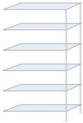 Schulte Design Ogmios fém polcállvány, hozzáépíthető, 250 x 130 x 40 cm, 1700 kg, 6 polc, 250 kg/polc, horganyzott