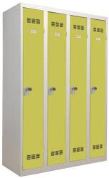 Vinco hegesztett öltözőszekrény, 4 rekeszes, 300 mm, forgóretesszel, szürke/zöld