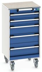 bott Cubio mobil komód, 99 x 52, 5 x 52, 5 cm, 5 fiókos, linóleum, szürke-kék