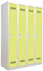 Vinco hegesztett öltözőszekrény, 4 rekeszes, 300 mm, hengerzárral, szürke/zöld