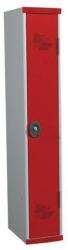 Acial hegesztett öltözőszekrény, 1 rekeszes, 300 mm, hengerzárral, szürke/piros