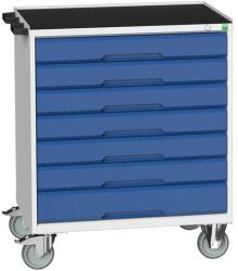bott Verso mobil íróasztal fiókokkal, 96, 5 x 80 x 55 cm, 7 fiókos, matt, szürke-kék