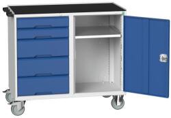 bott Karbantartó fiókos kocsi Bott Verso, 96, 5 x 105 x 55 cm, 5 fiókos, szekrény, matrac, szürke-kék