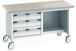 bott Mobil műhelyasztal Bott Cubio Tároló, 84 x 150 x 75 cm, 3 fiók, polcok, linóleum, szürke-szürke