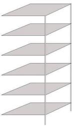 Schulte Design Hathor fém polcállvány, kétoldalú, hozzáépíthető, 200 x 75 x 60 cm, 1 400 kg, 6 polc, világosszürke