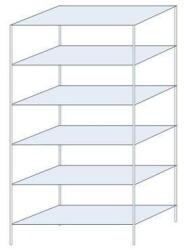 Schulte Design Taranis fém polcállvány, alapkivitel, 250 x 130 x 60 cm, 1 320 kg, 6 polccal, ezüst