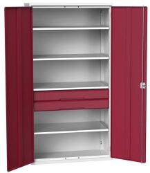 bott Fiókos műhelyszekrény Bott Verso, 200 x 105 x 55 cm, 4 polc, 2 fiók, szürke-piros