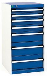 bott Műhely fiókos szekrény Bott Cubio, 100 x 52, 5 x 65 cm, 7 fiókos, szürke-kék