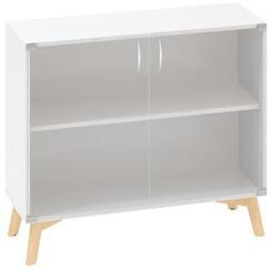 Alfa Office Alacsony szekrény Alfa Root üvegajtóval, 1 polc, 100 x 45, 8 x 88, 7 cm, fehér
