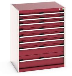 bott Műhely fiókos szekrény Bott Cubio 200, 100 x 80 x 65 cm, 8 fiókos, szürke-piros