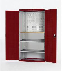 bott Fiókos műhelyszekrény Bott Cubio, multiplex, 200 x 130 x 65 cm, 2 polccal, szürke-piros