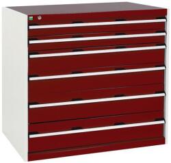 bott Műhely fiókos szekrény Bott Cubio, 100 x 105 x 75 cm, 6 fiókos, szürke-piros